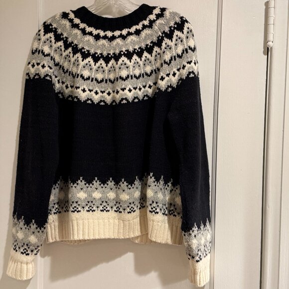 Land's End Women's Cozy Lofty Fair Isle Cardigan Sweater, L - Picture 6 of 12